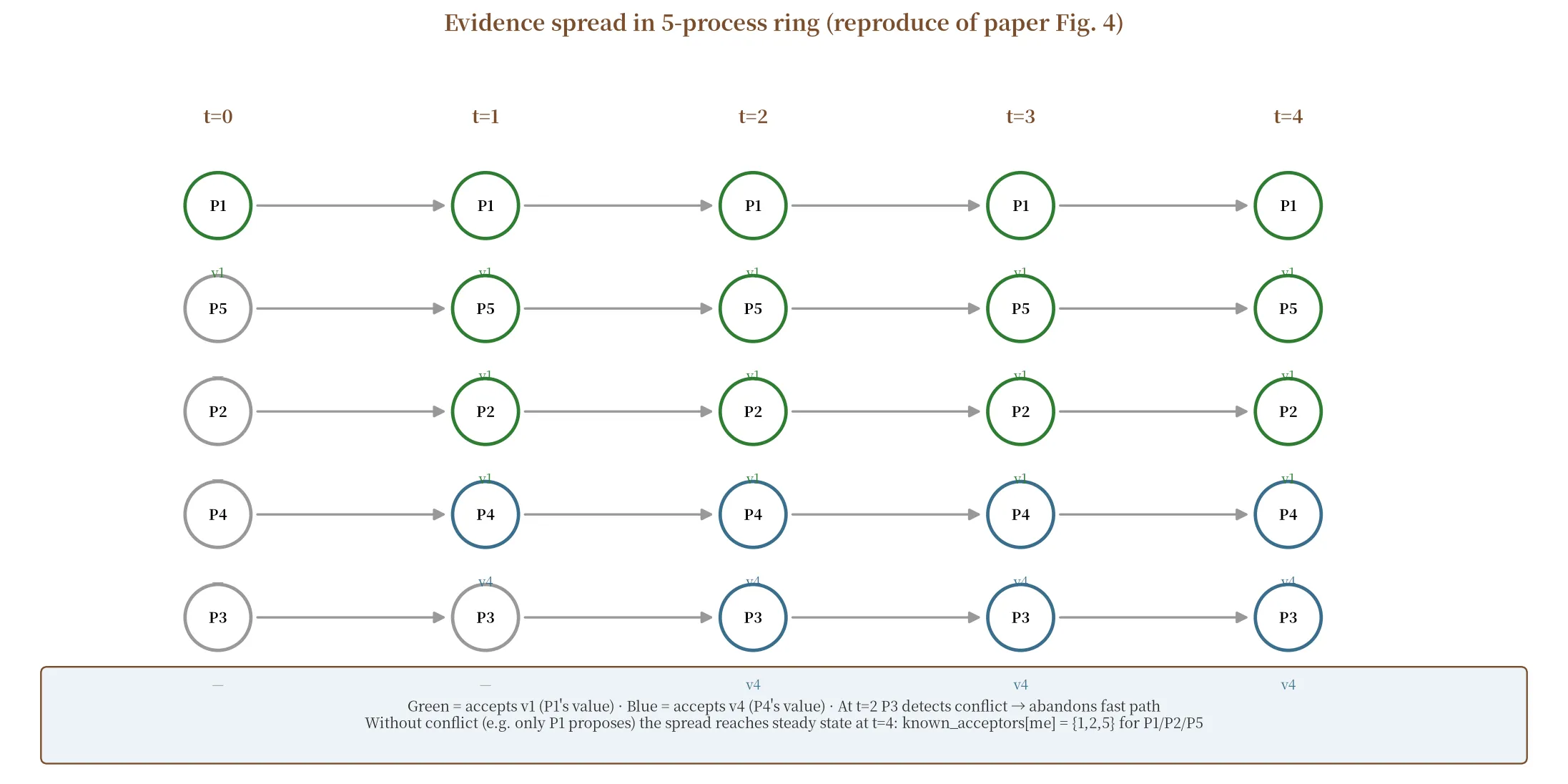 evidence spread in 5-process ring( 复现 paper Fig. 4)